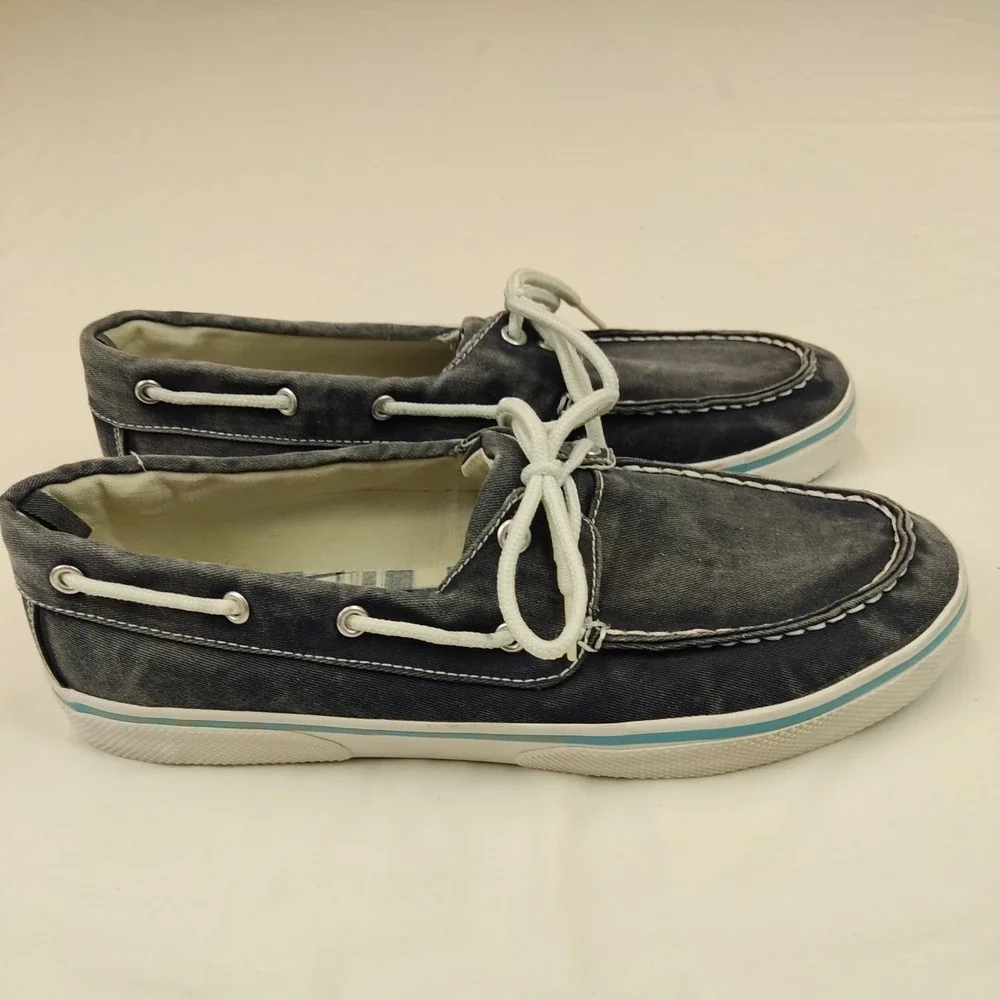 Faded glory mens blue‎ canvas boat shoes size 12